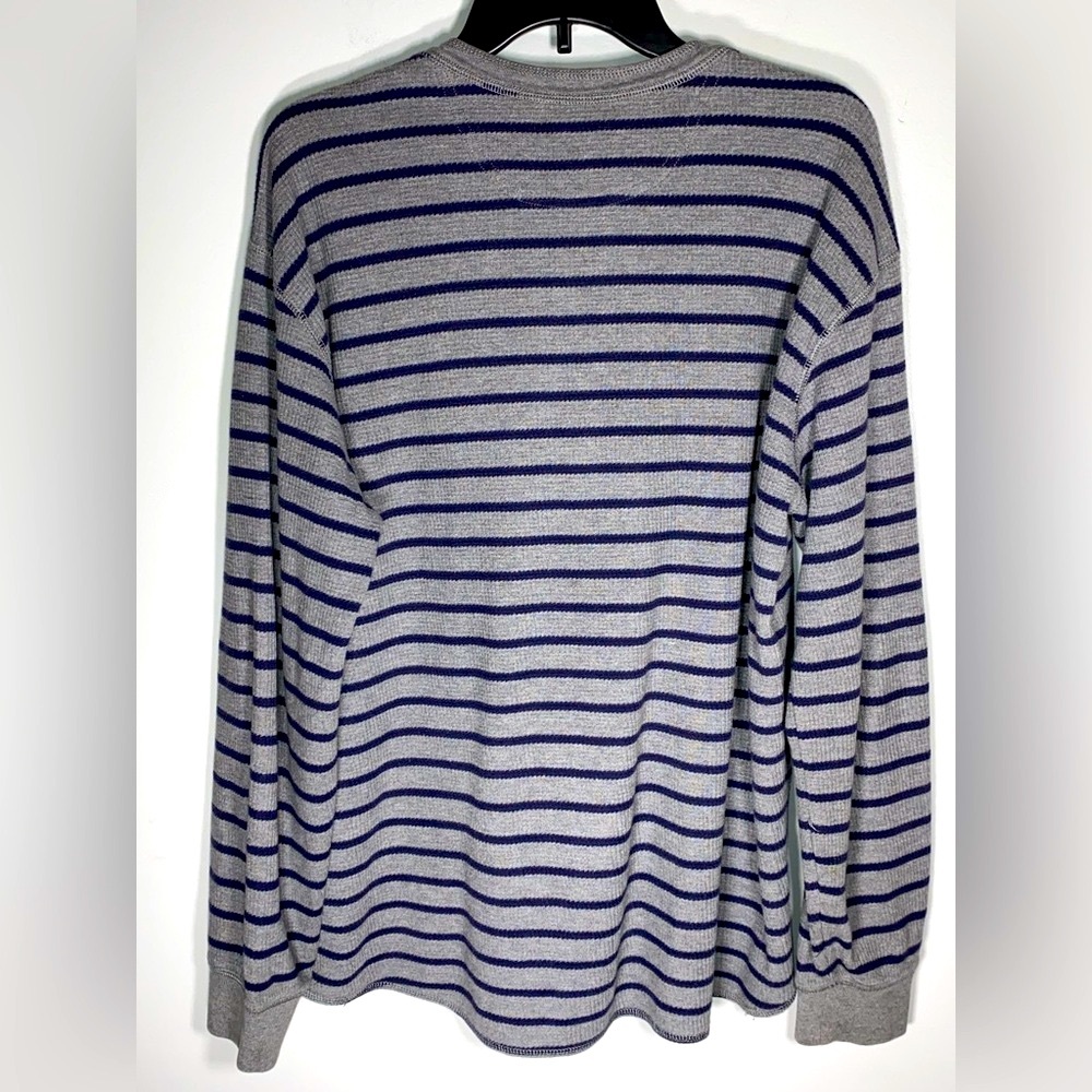 Eddie Bauer Gray and Navy Striped Henley - Picture 2 of 4